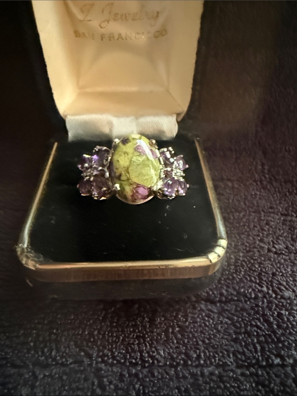Green and Purple Statement Cocktail Ring - Women Jewelry
